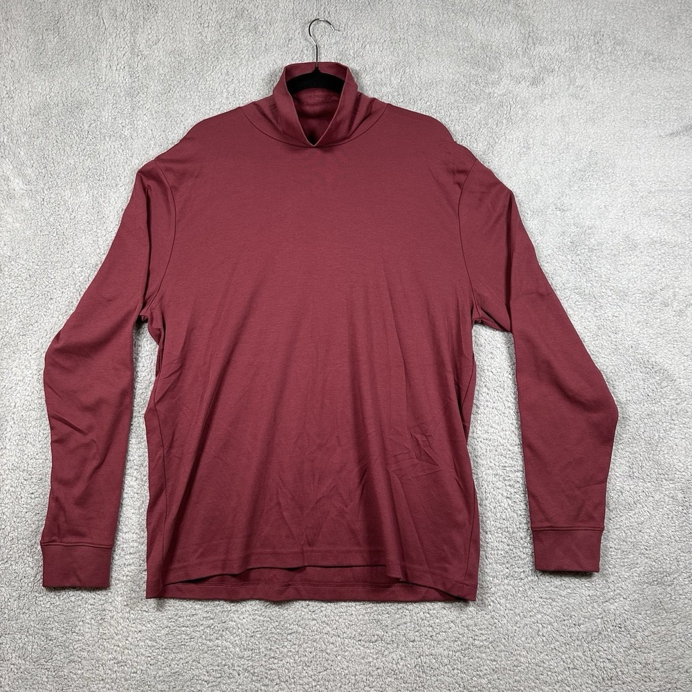 Jeff  Burgundy‎ Pima Cotton Turtleneck Long Sleeve Shirt Mens L